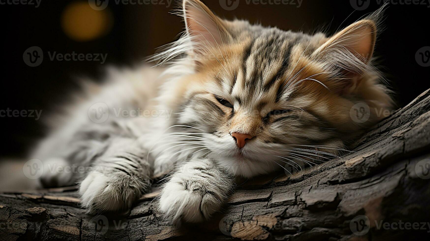 Hibernating cat picture, cute pet animal background image, AI Generated photo