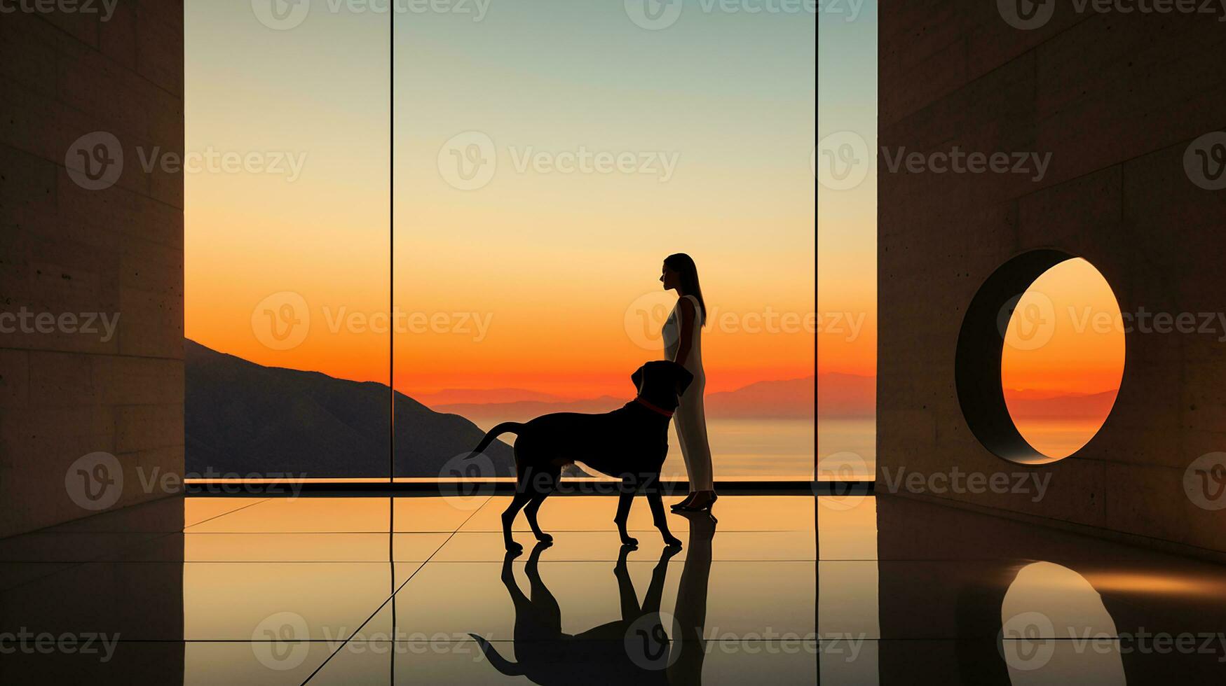 The dog in the luxurious home in the evening, AI Generated photo