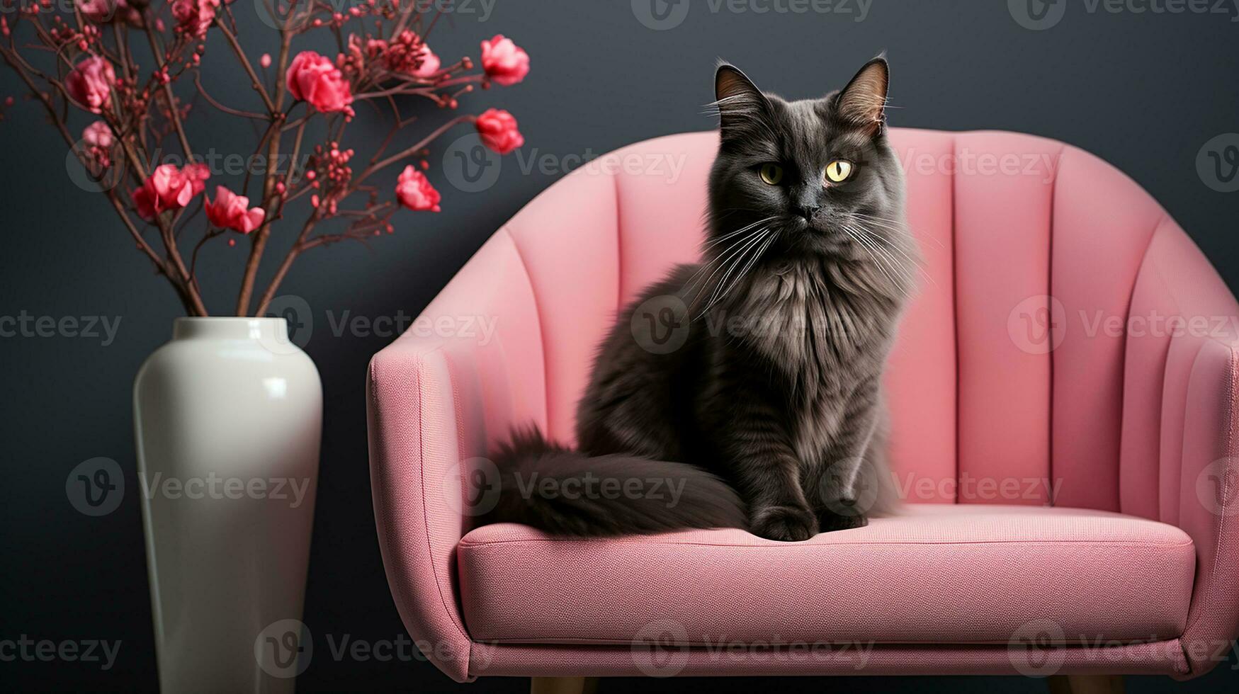 Beautiful black cat picture, cute feline animal background image, AI Generated photo