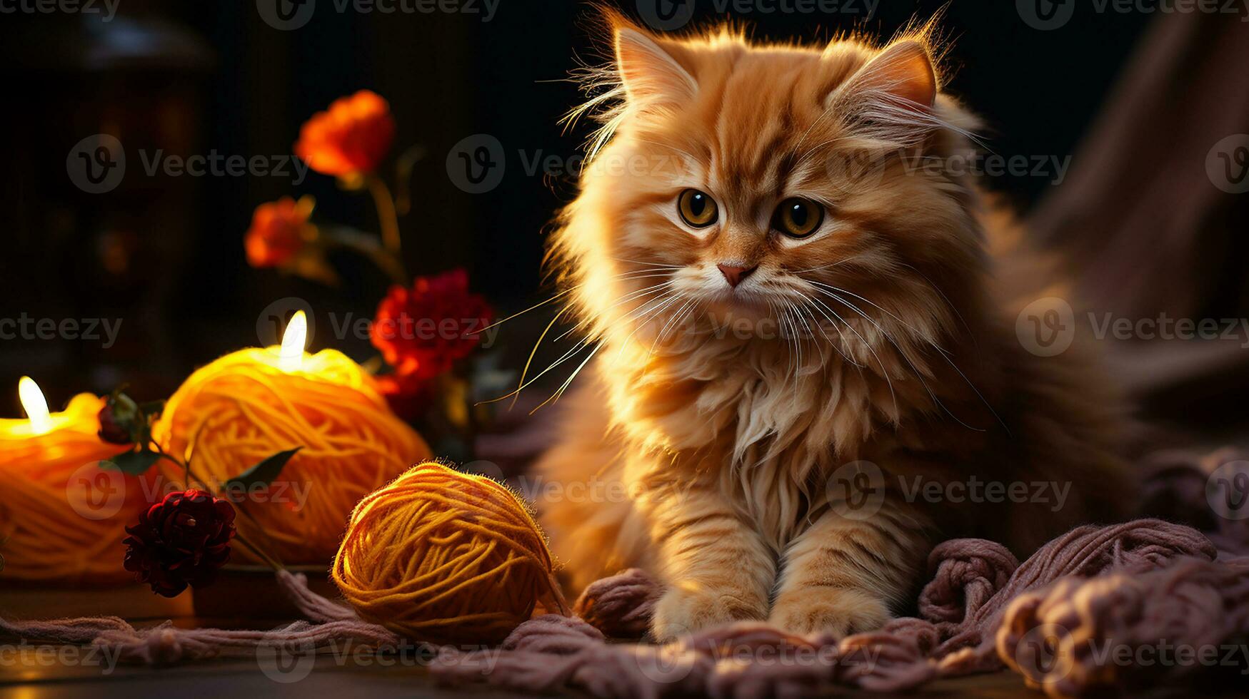 Beautiful cat picture, cute feline animal background image, AI Generated photo