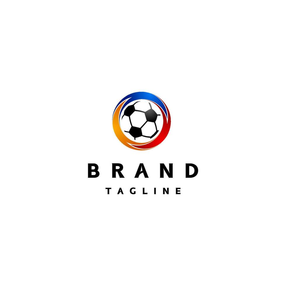Soccer Ball With Three Spinning Arrows Design. Colorful Three Spinning Arrows With Soccer Ball Inside Logo Design. vector