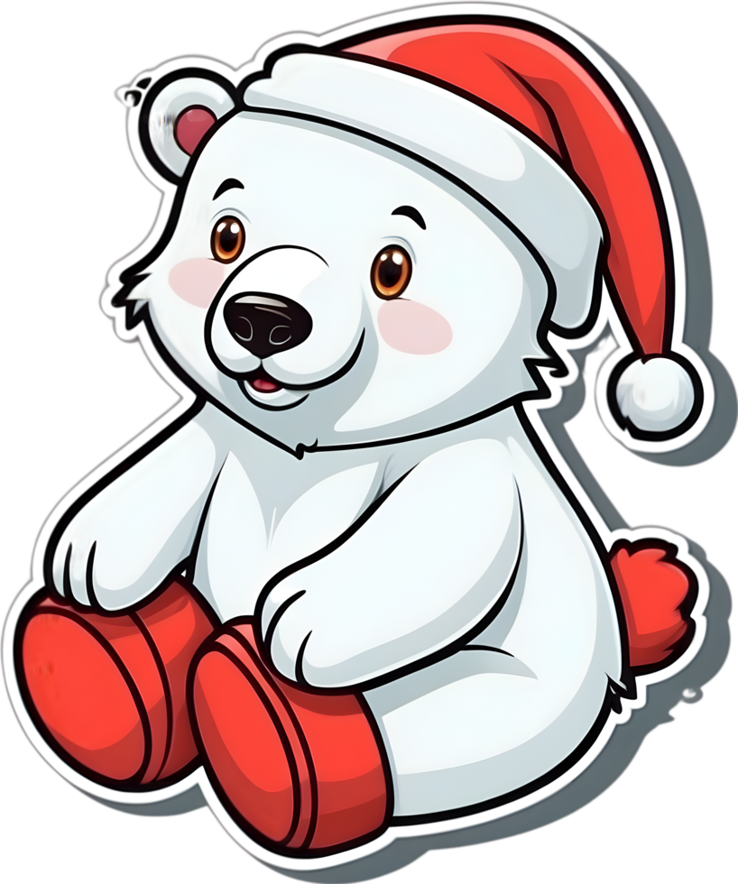 cartoon polar bear with snow on his back ai generative,Christmas icons, Festive symbols, Holiday season, Xmas decorations png