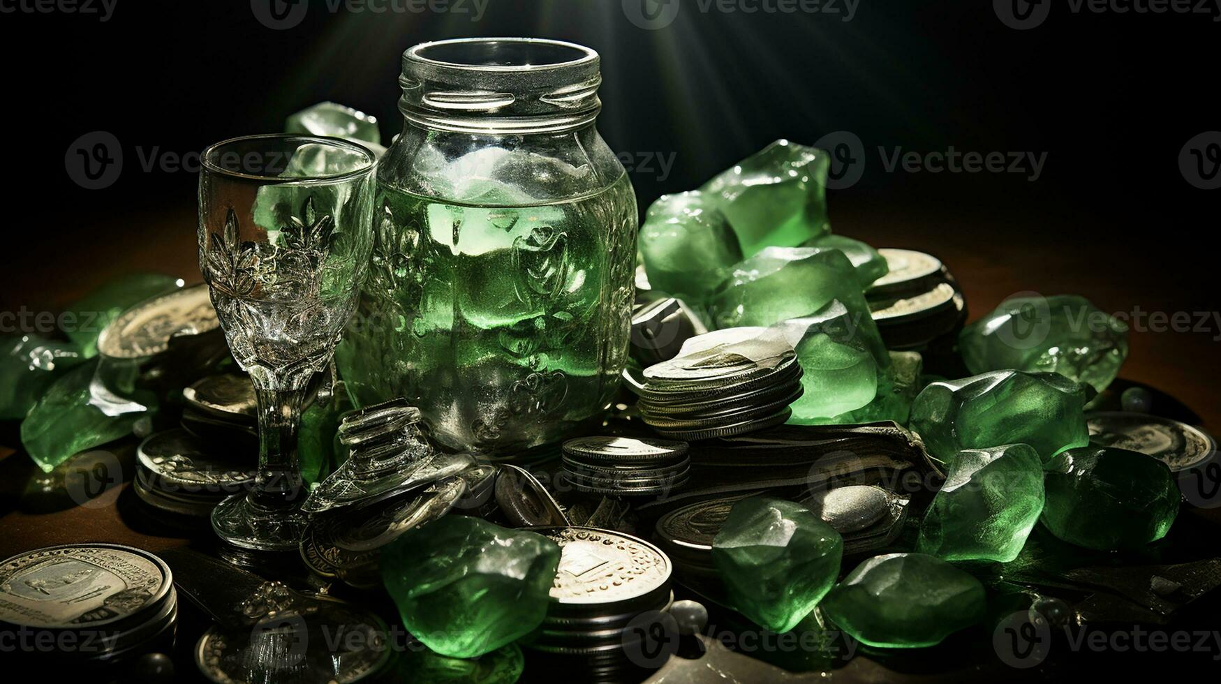 Stack of coins on the table, AI Generated photo