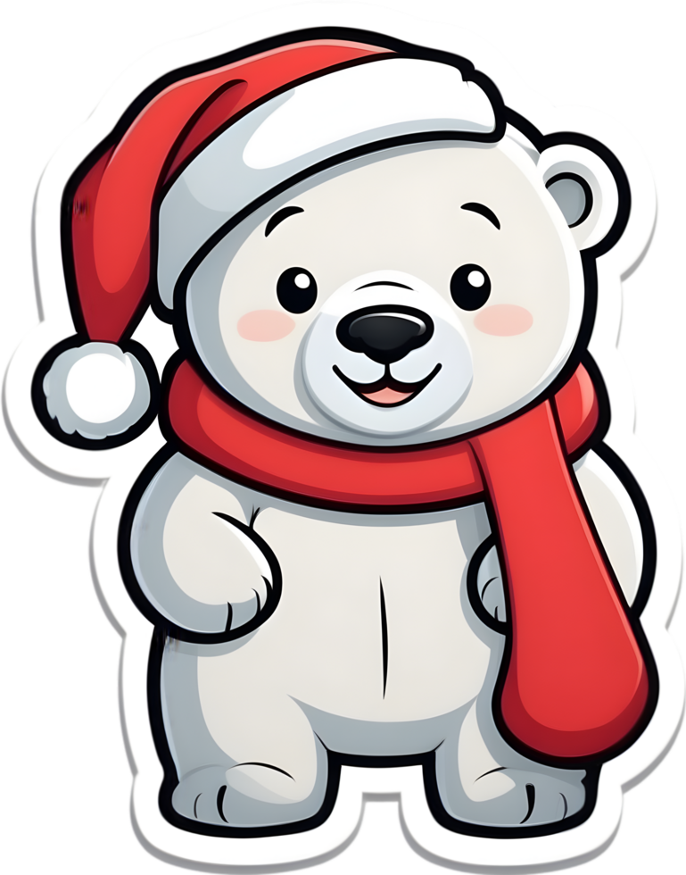 cartoon polar bear with snow on his back ai generative,Christmas icons, Festive symbols, Holiday season, Xmas decorations png
