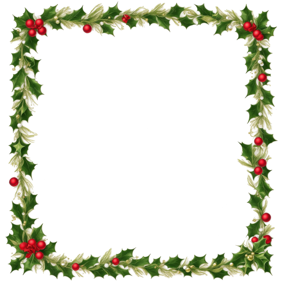 Christmas border frame PNG transparent background Ai Generative