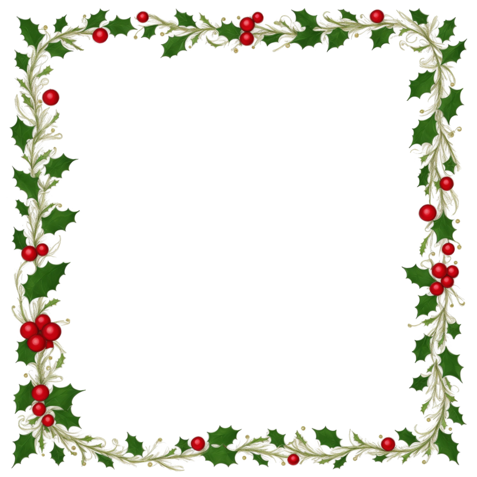 Christmas border frame PNG transparent background Ai Generative