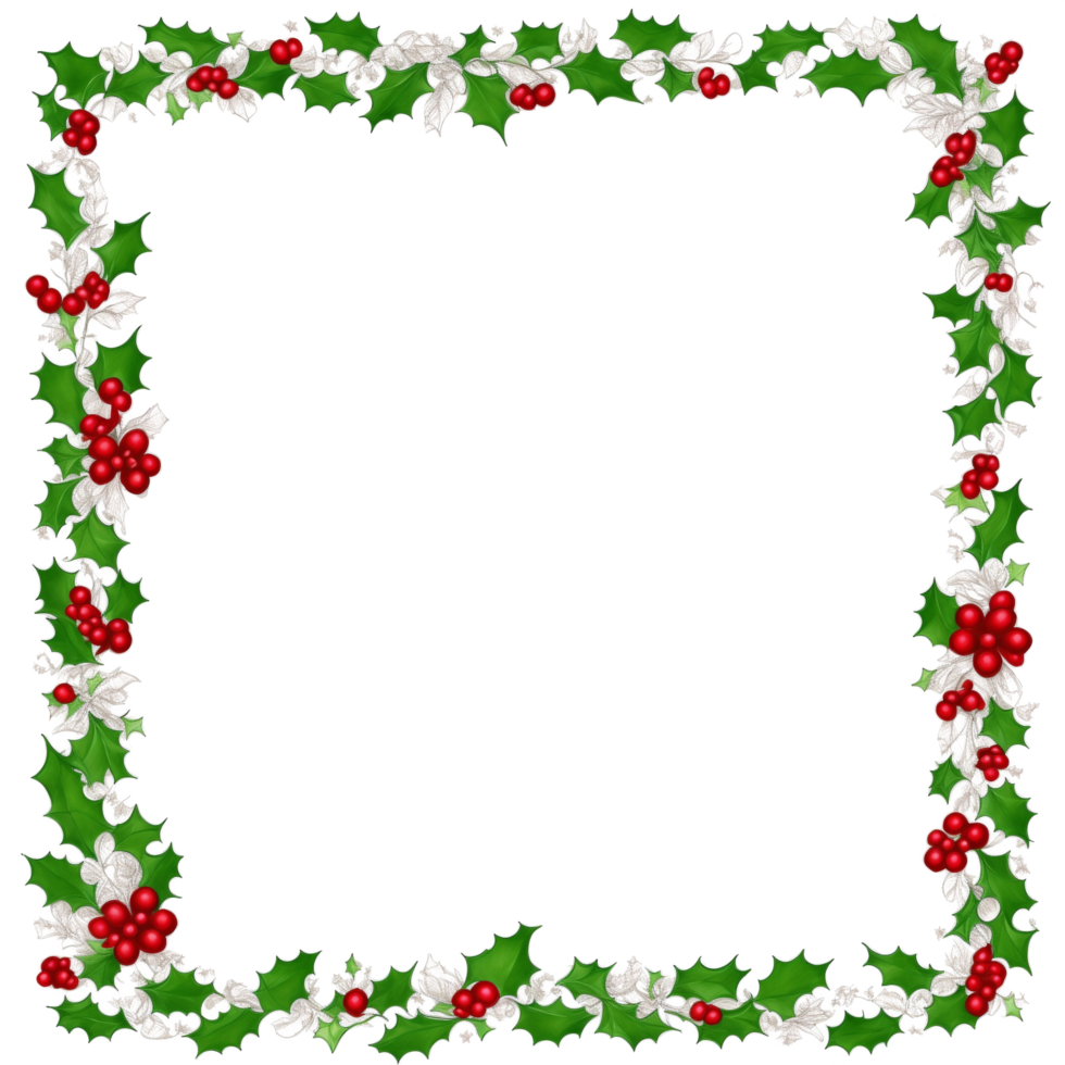Christmas border frame PNG transparent background Ai Generative