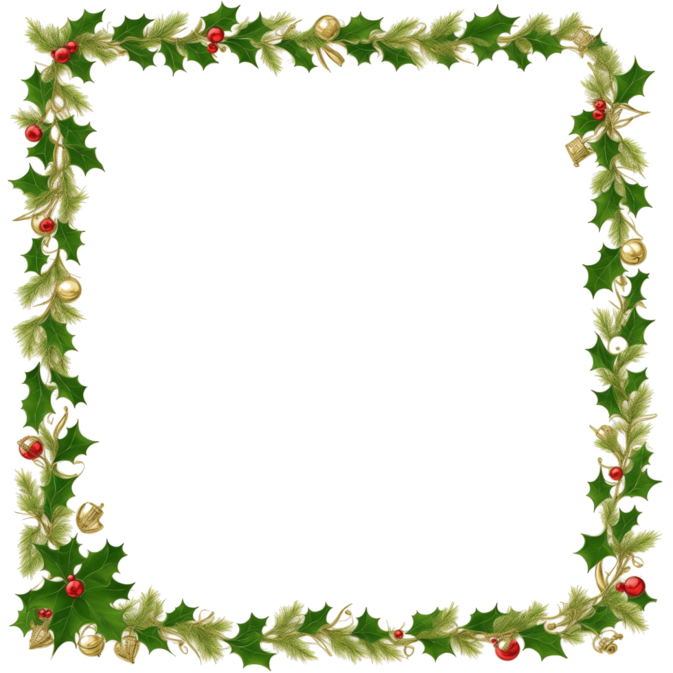 Christmas border frame PNG transparent background Ai Generative