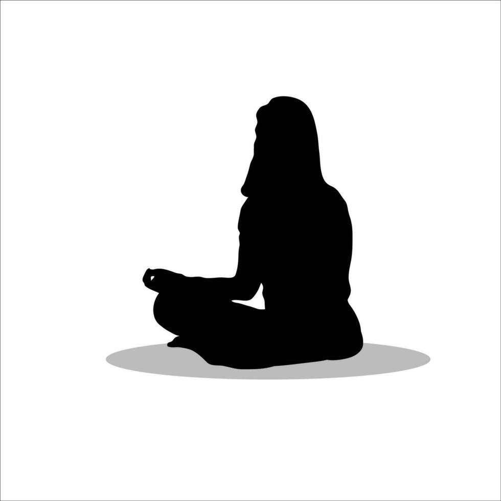 Girl sitting silhouette vector