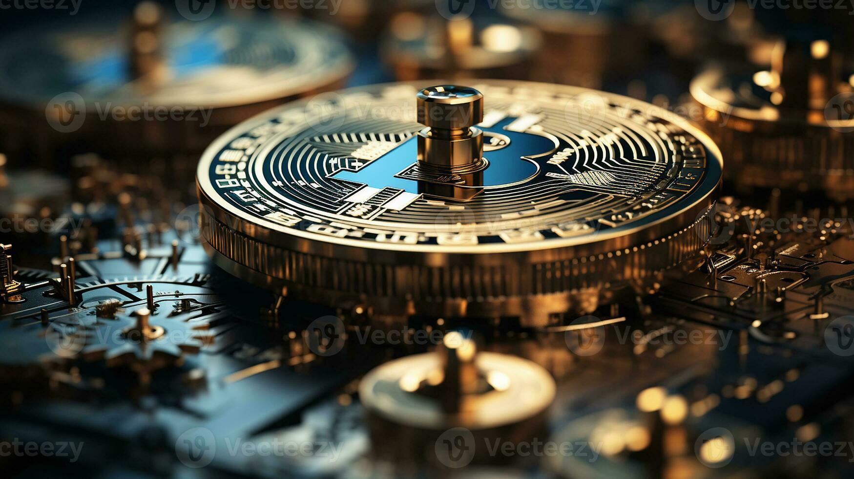 New digital coins, cryptocurrency background image, AI Generated photo