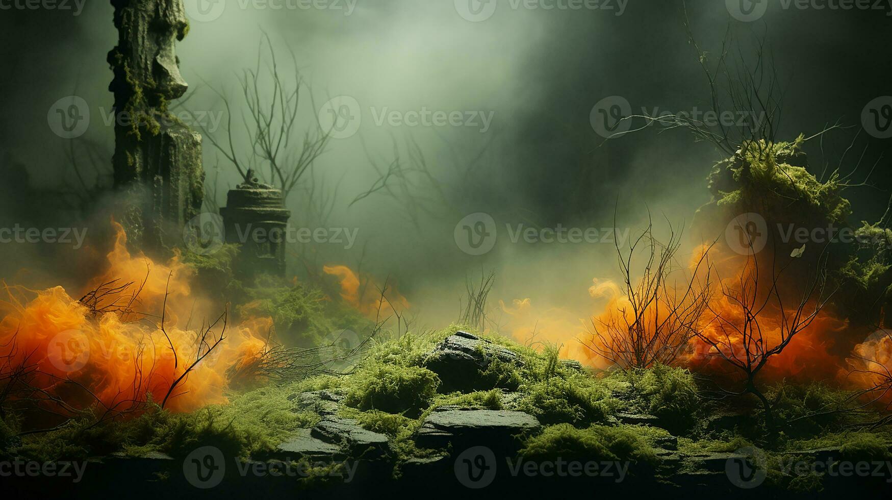 Fire in the nature, AI Generated photo