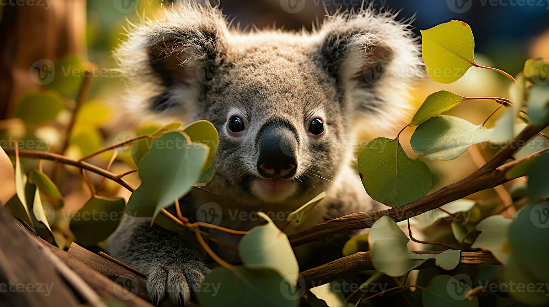 coala en árbol de cerca, ai generado foto