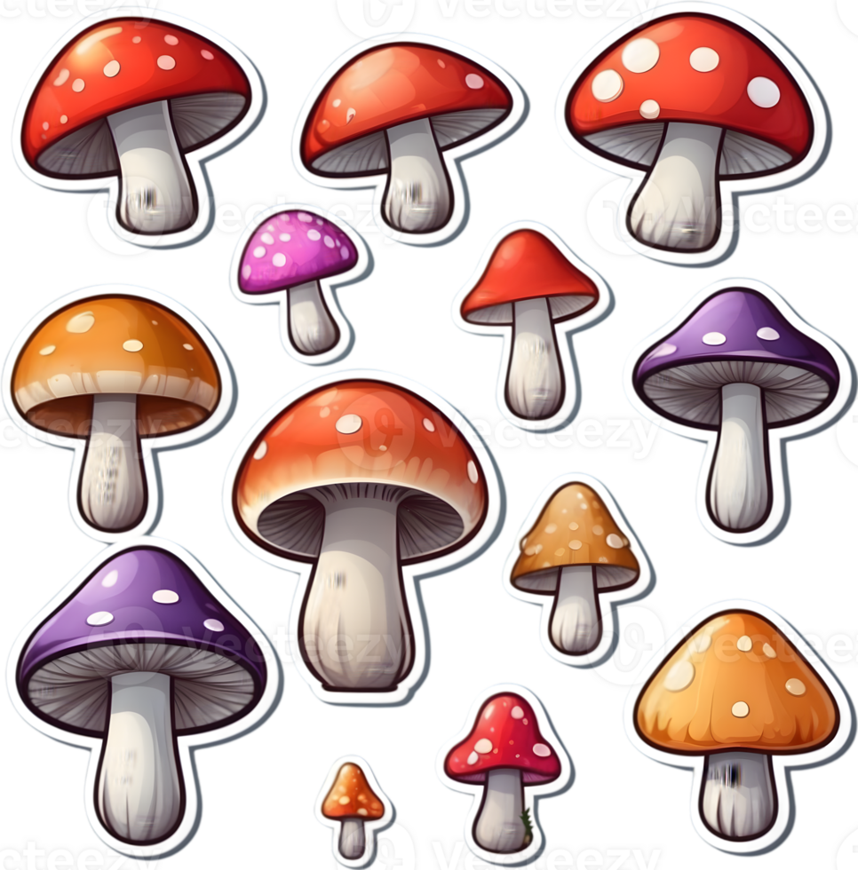 illustration of a mushroom set ai generative png