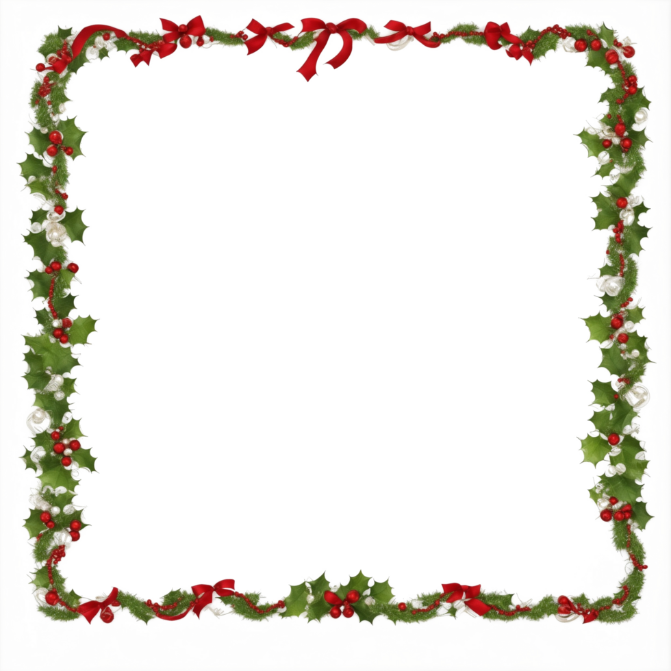 Christmas border frame PNG transparent background Ai Generative