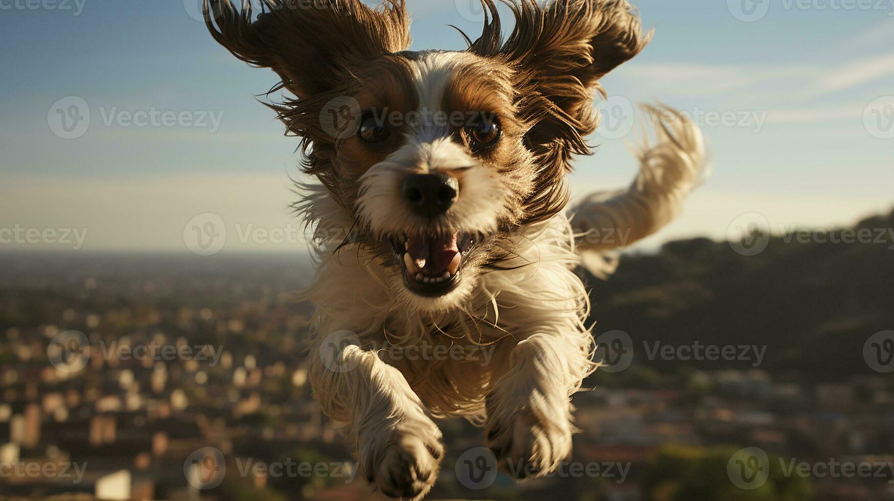 un perro solo en el calle, ai generado foto