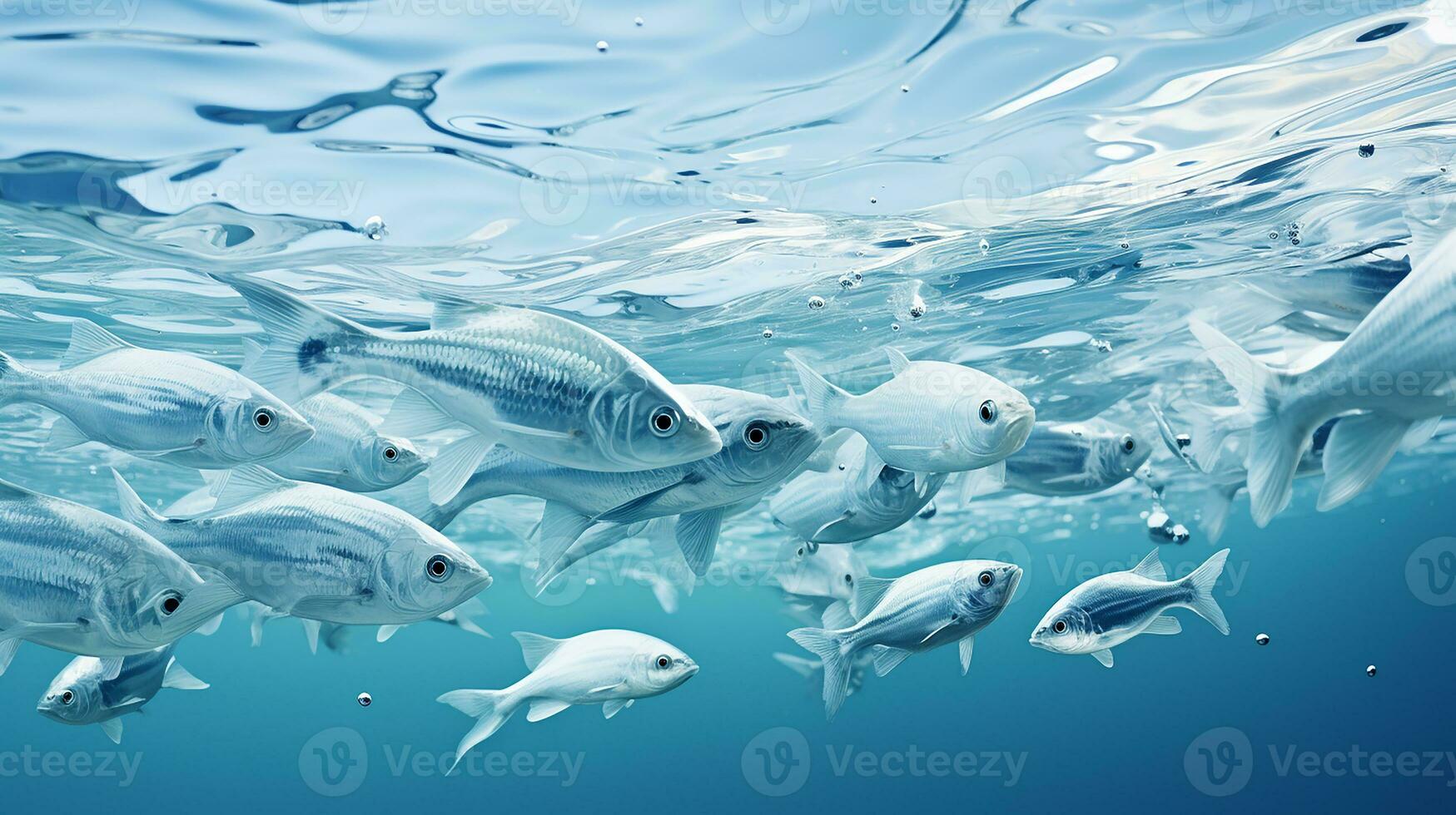 A lot of fish in the aquarium, AI Generated photo