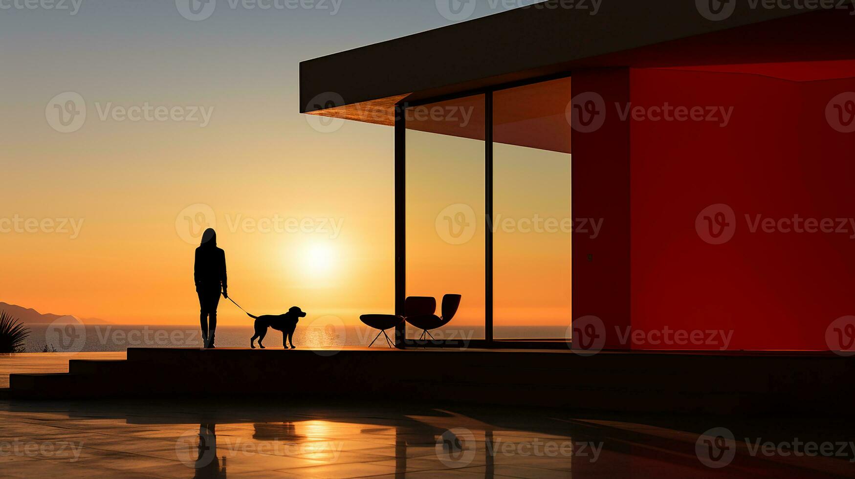 The dog in the luxurious home in the evening, AI Generated photo