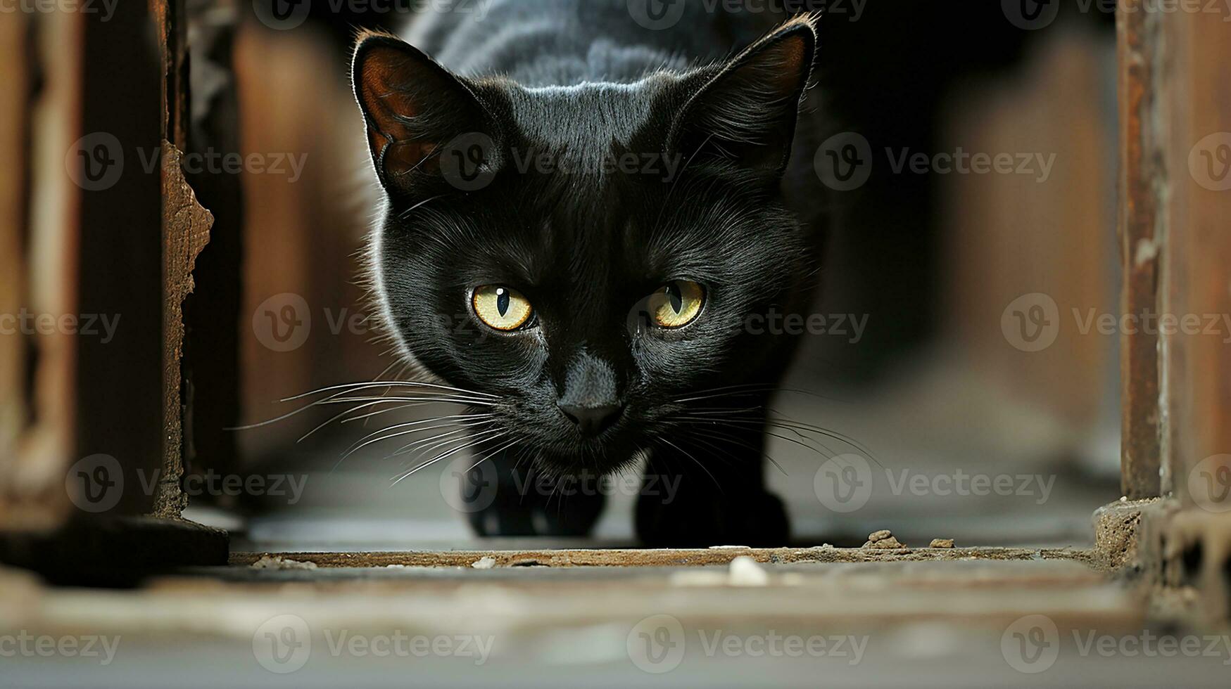 Beautiful black cat picture, cute feline animal background image, AI Generated photo