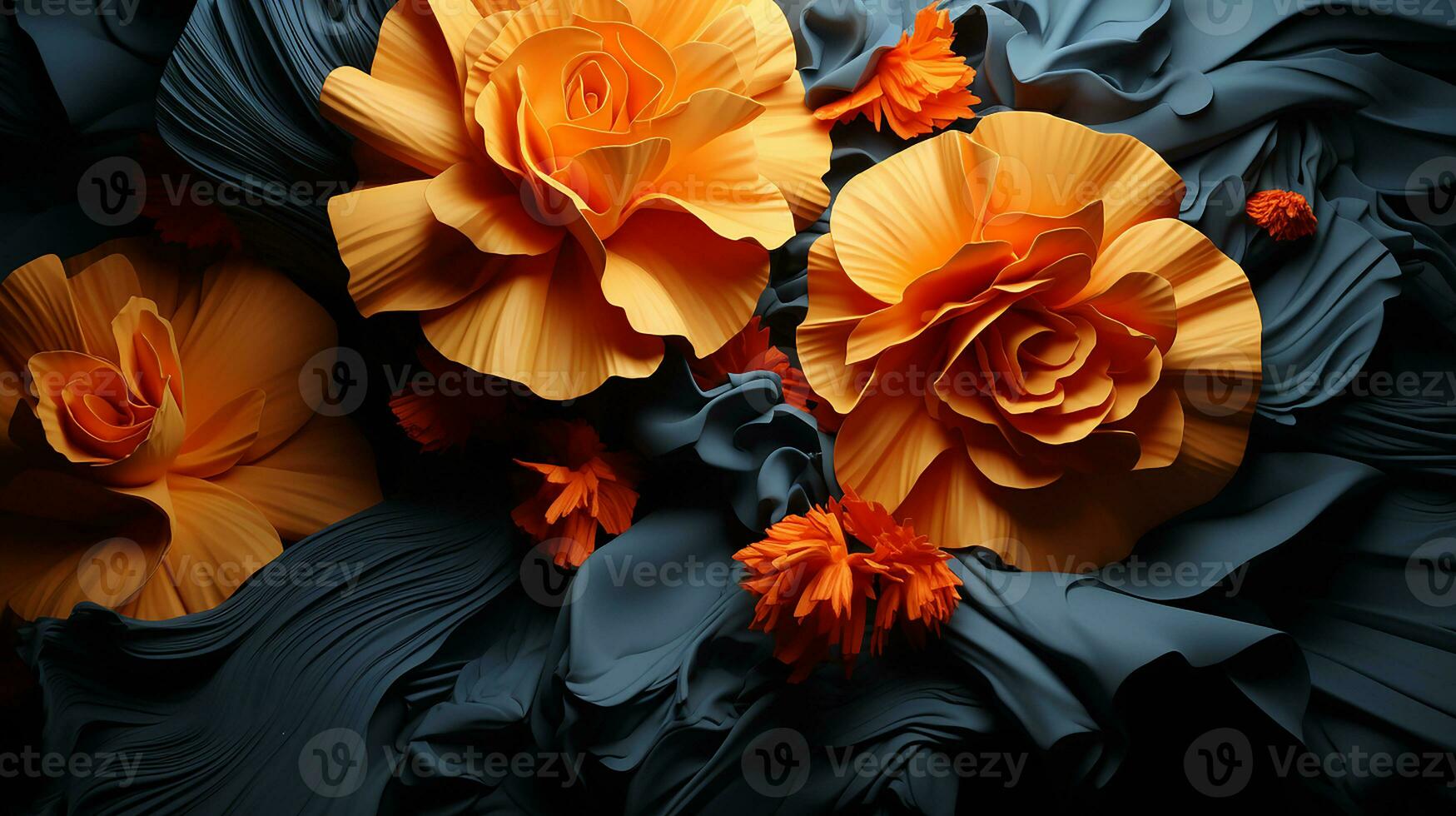 Background with abstract flowers, AI Generated photo