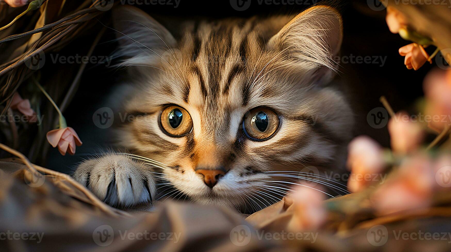 A curious cat picture, a beautiful pet animal background image, AI Generated photo