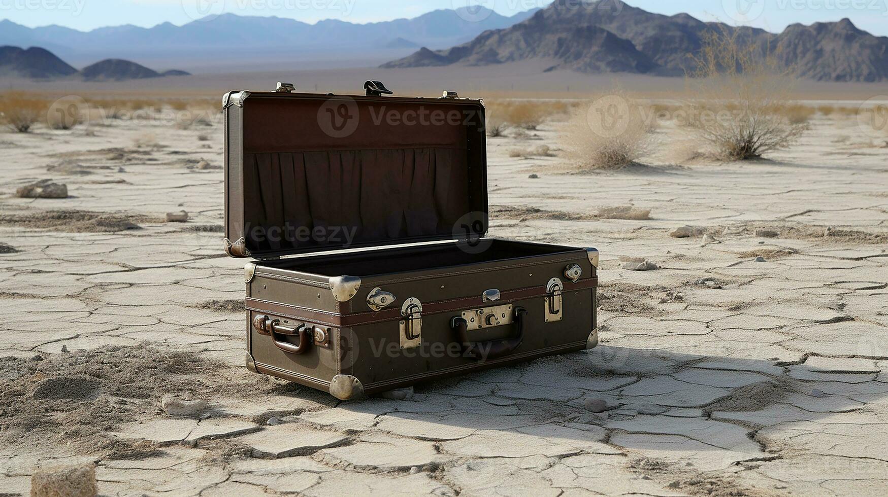 Old suitcase, financial concept background, AI Generated photo