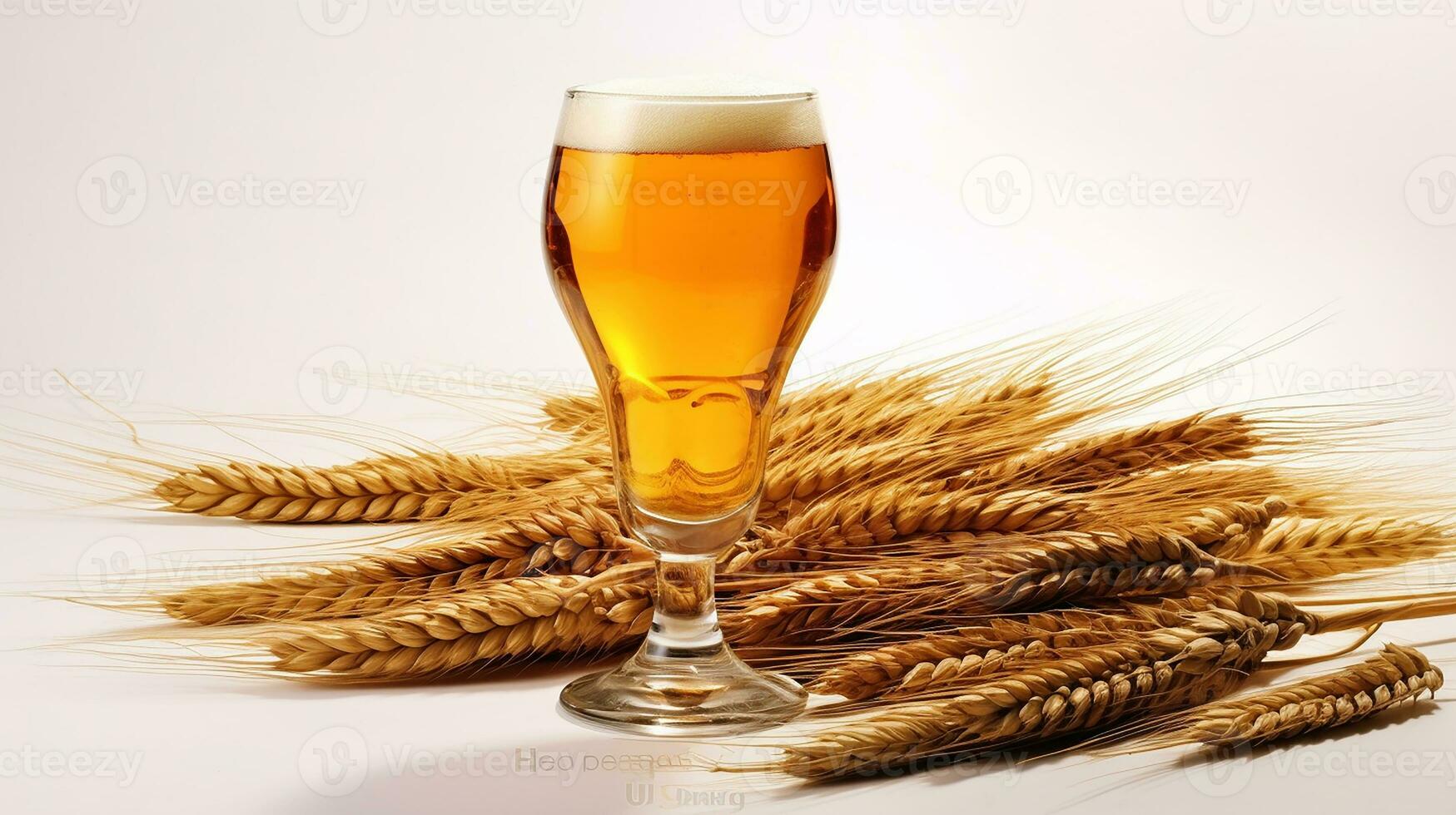 The glass of beer with barley, AI Generated photo