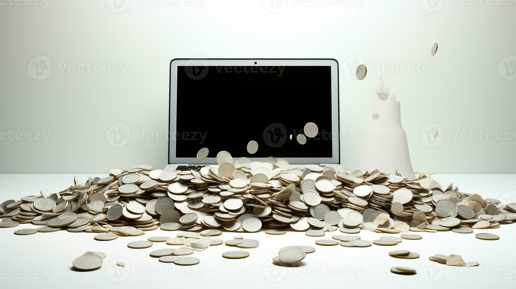 AI Generated, Money is displayed on the computer, concept background photo