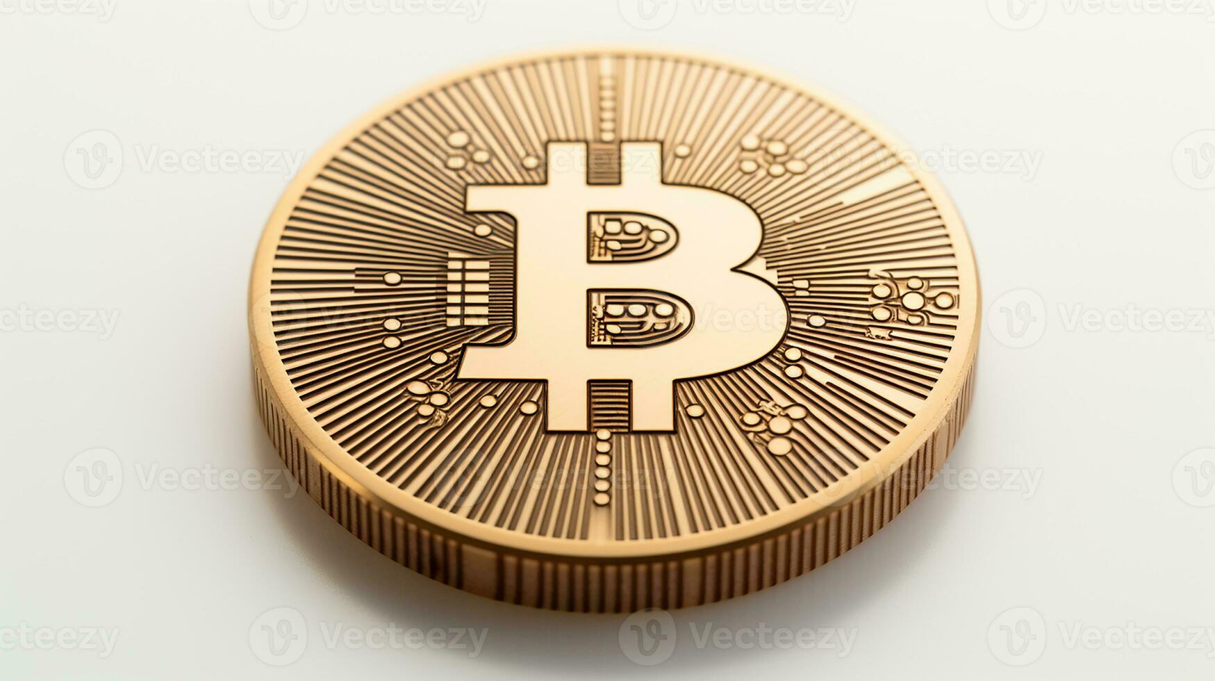 Bitcoins on the table, cryptocurrency background image, AI Generated photo