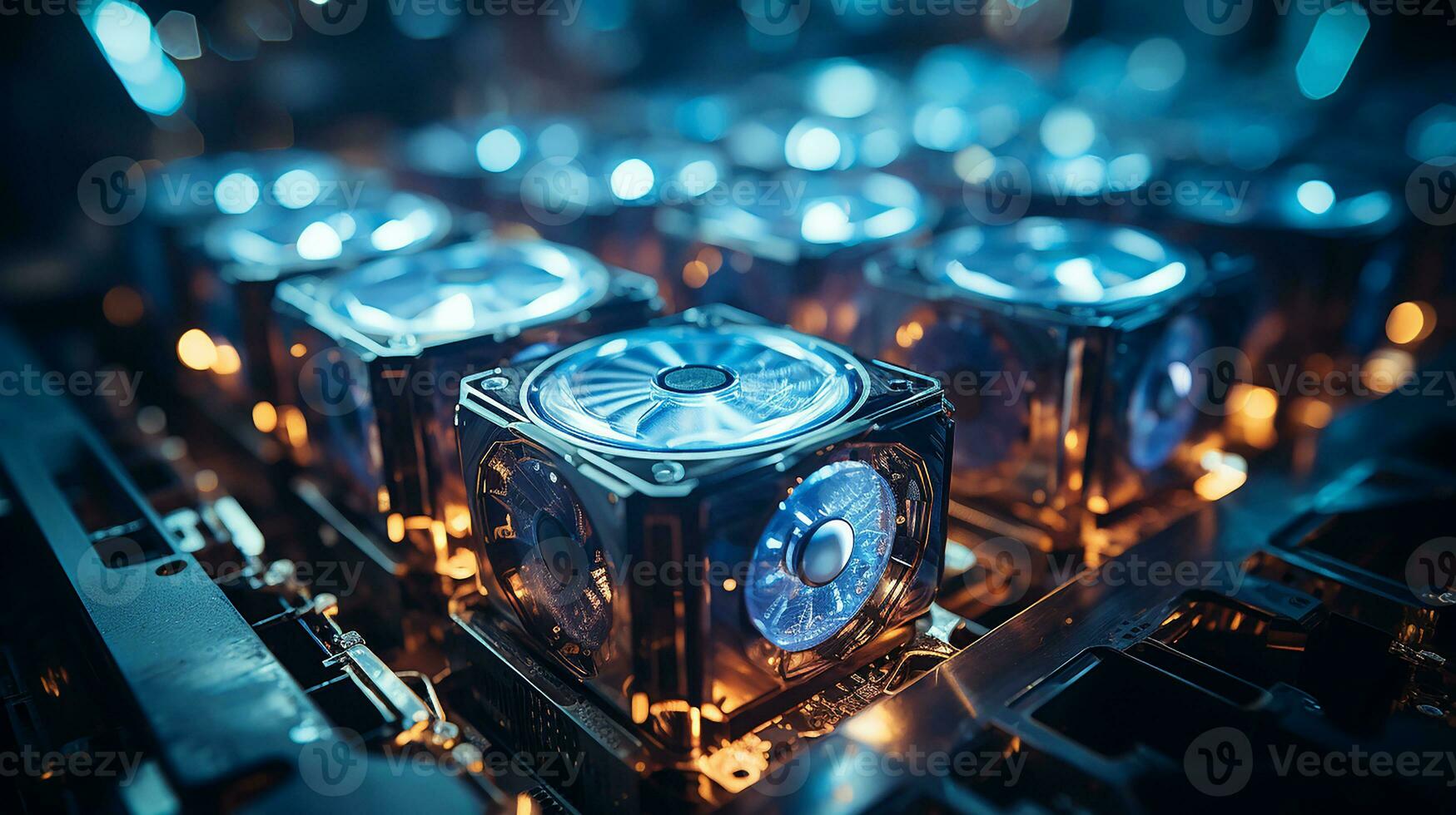 Background with digital blockchain crypto currency mining, AI Generated photo