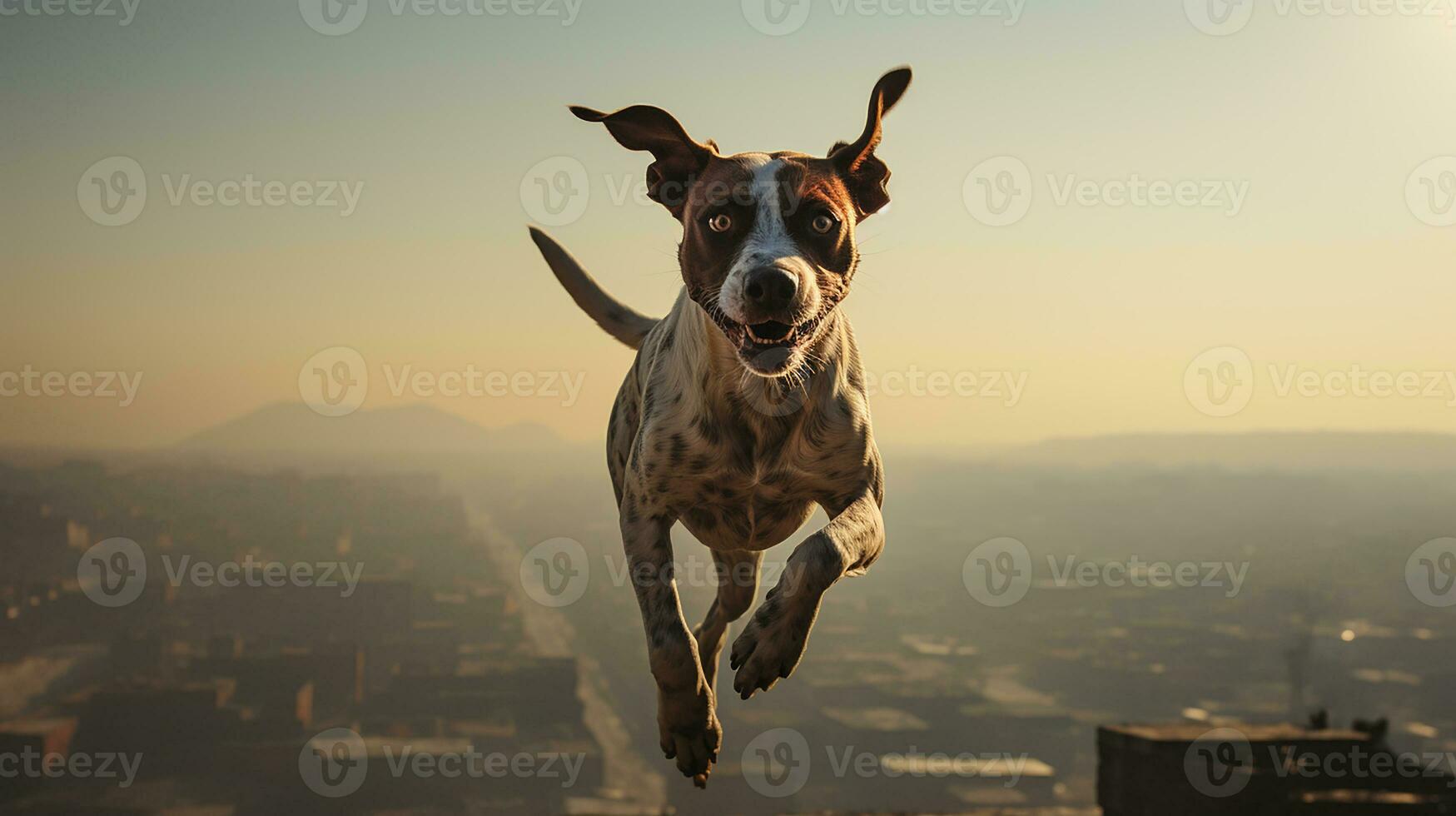 A dog alone on the street, AI Generated photo