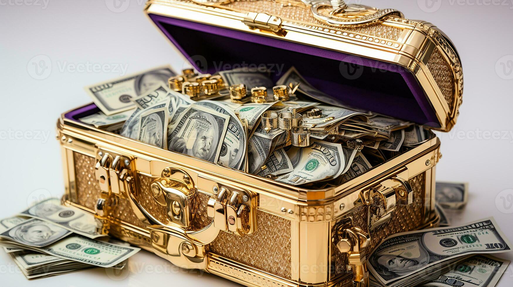 A lot of money in a suitcase, AI Generated photo