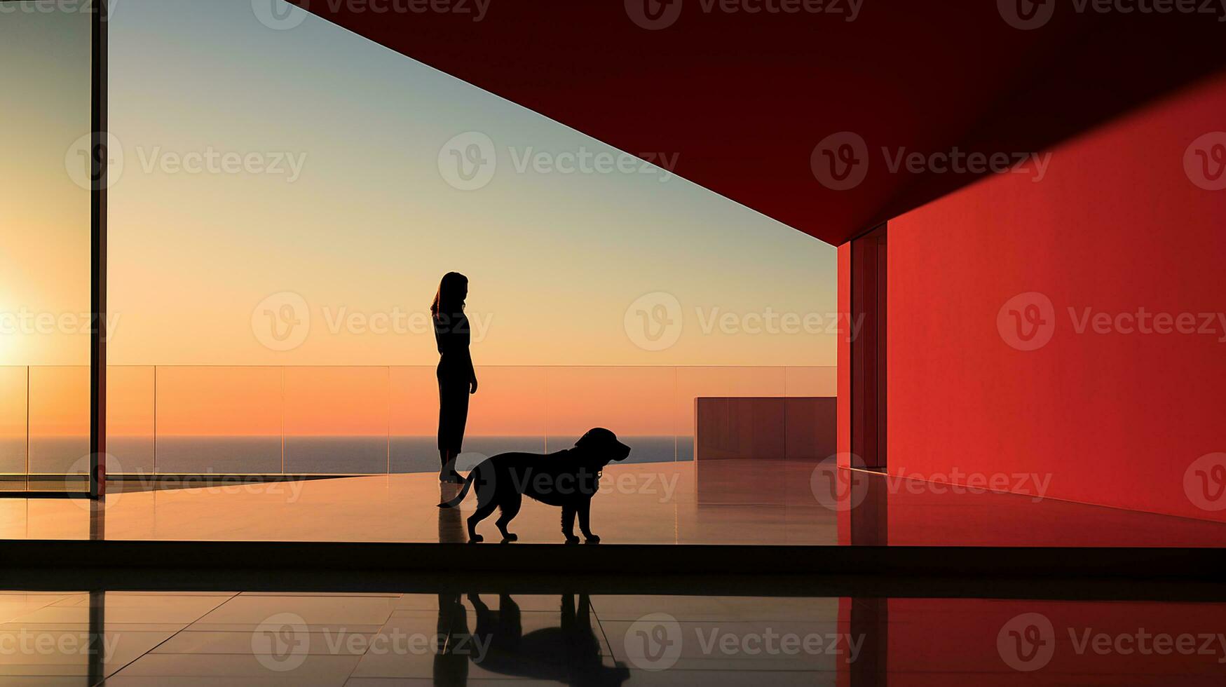 The dog in the luxurious home in the evening, AI Generated photo