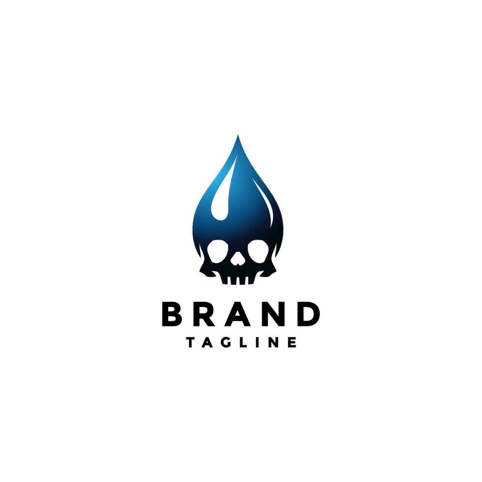 Skull Poison Drops Logo Design. Water Drop With Skull Symbol Underneath Logo Design. vector