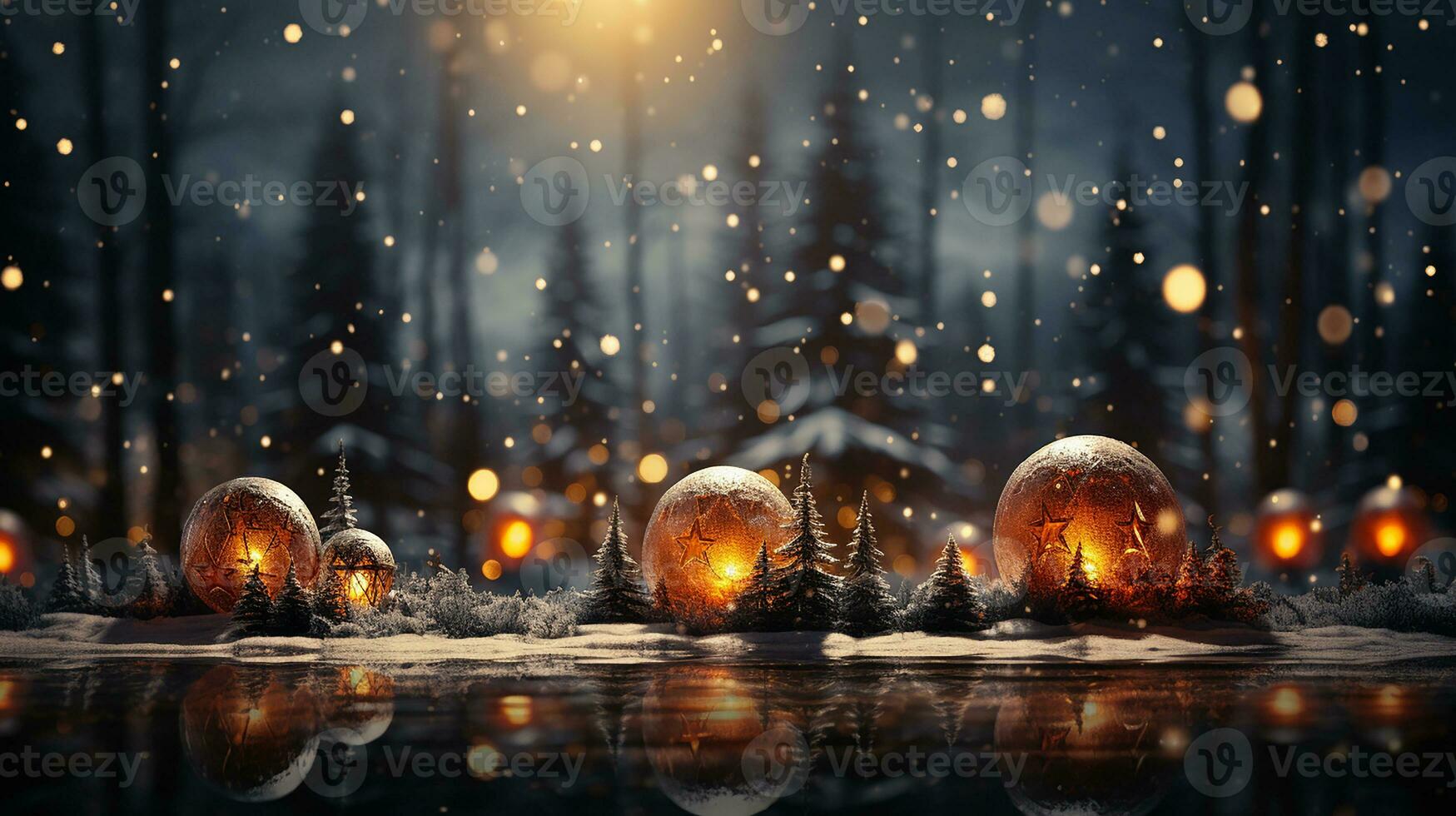 Christmas decorations and gifts background, AI Generated photo