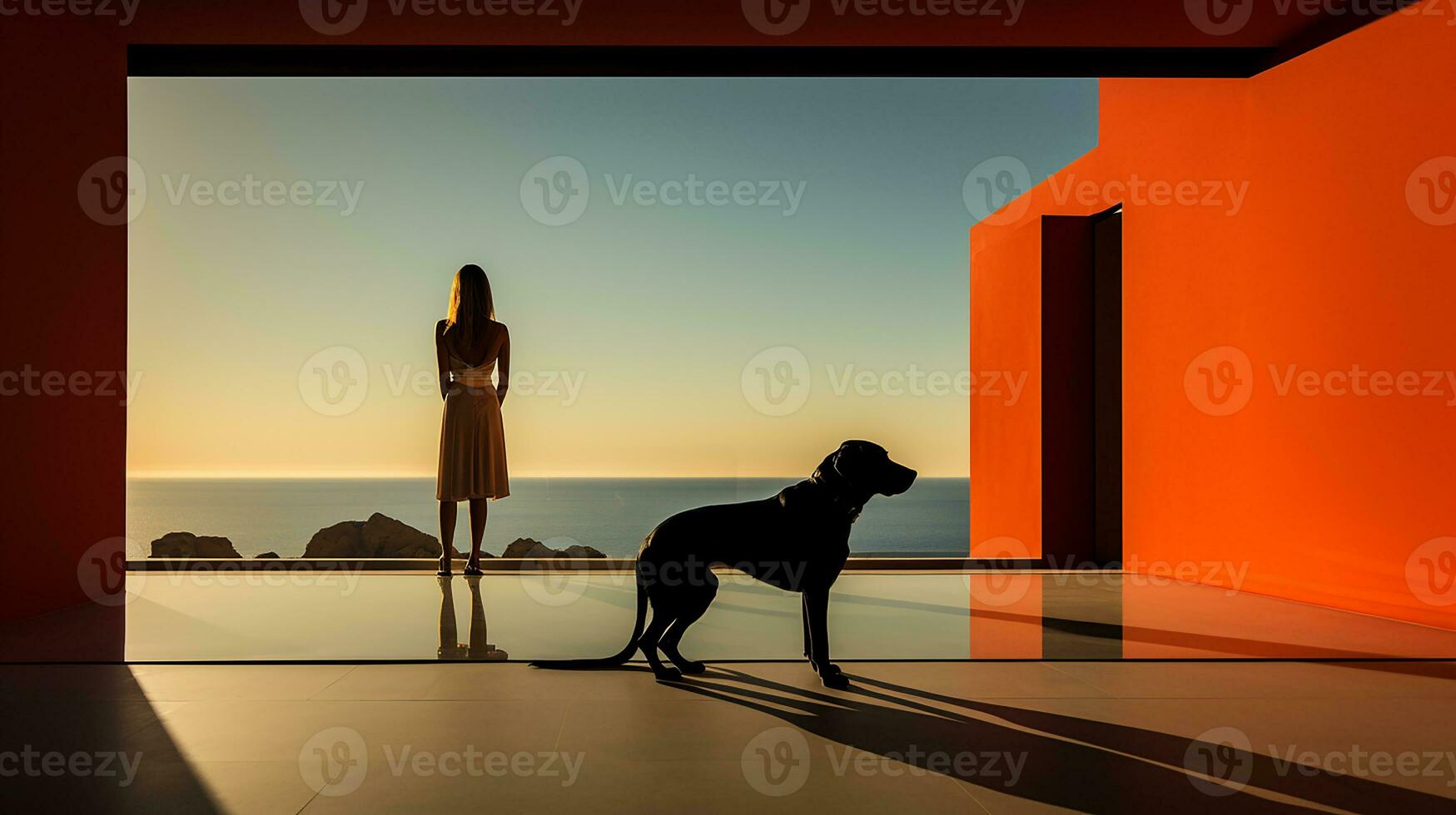 The dog in the luxurious home in the evening, AI Generated photo