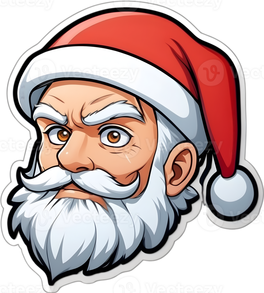 santa claus cartoon face with beard and mustache ai generative png