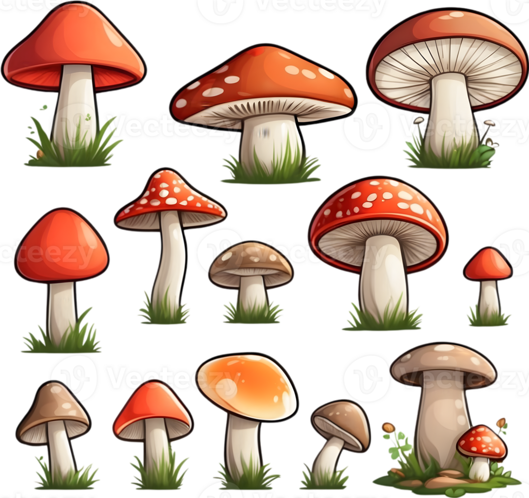 illustration of a mushroom set ai generative png