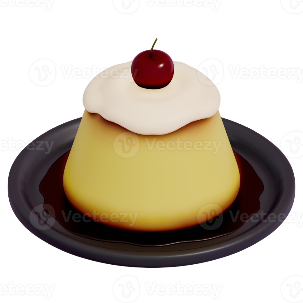Japanese dessert Colorful Pudding , 3d rendering on a transparent background png