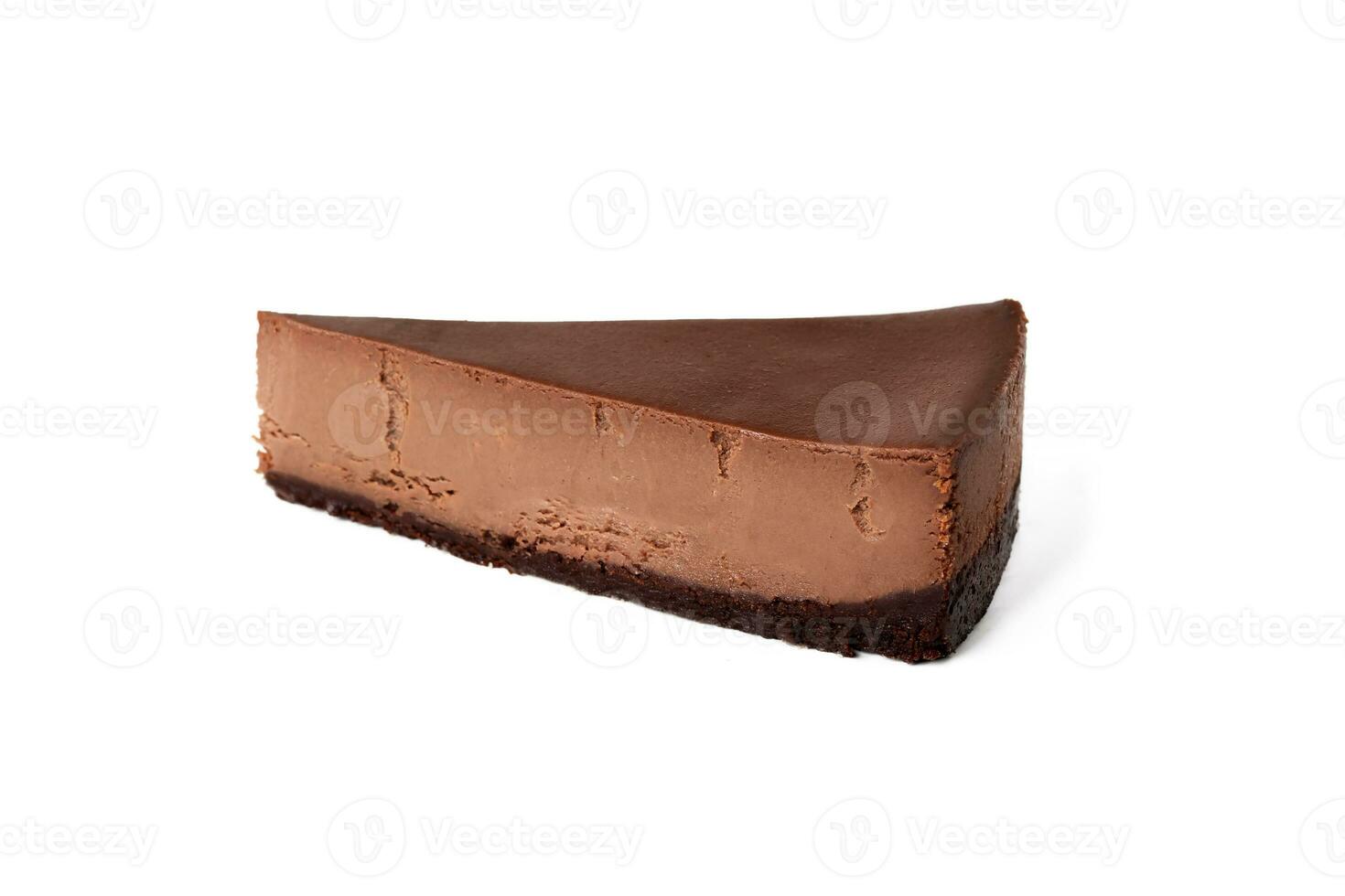 Slice of chocolate cheesecake on white background isolated photo