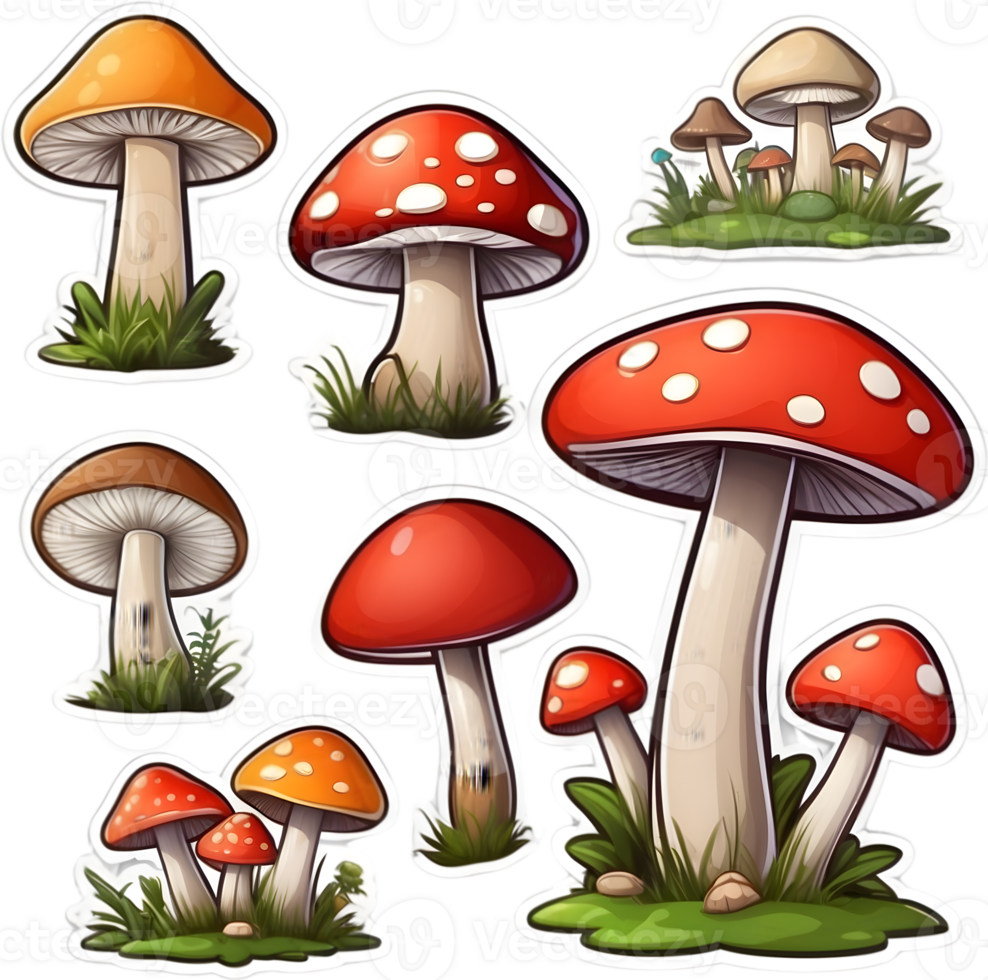 illustration of a mushroom set ai generative png