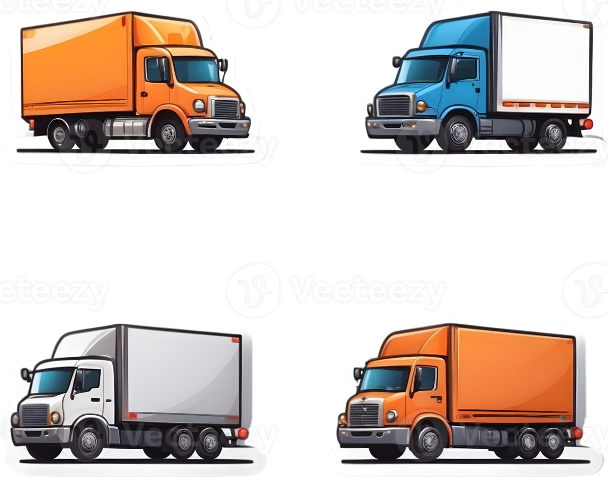 four different types of trucks on a ai generative png