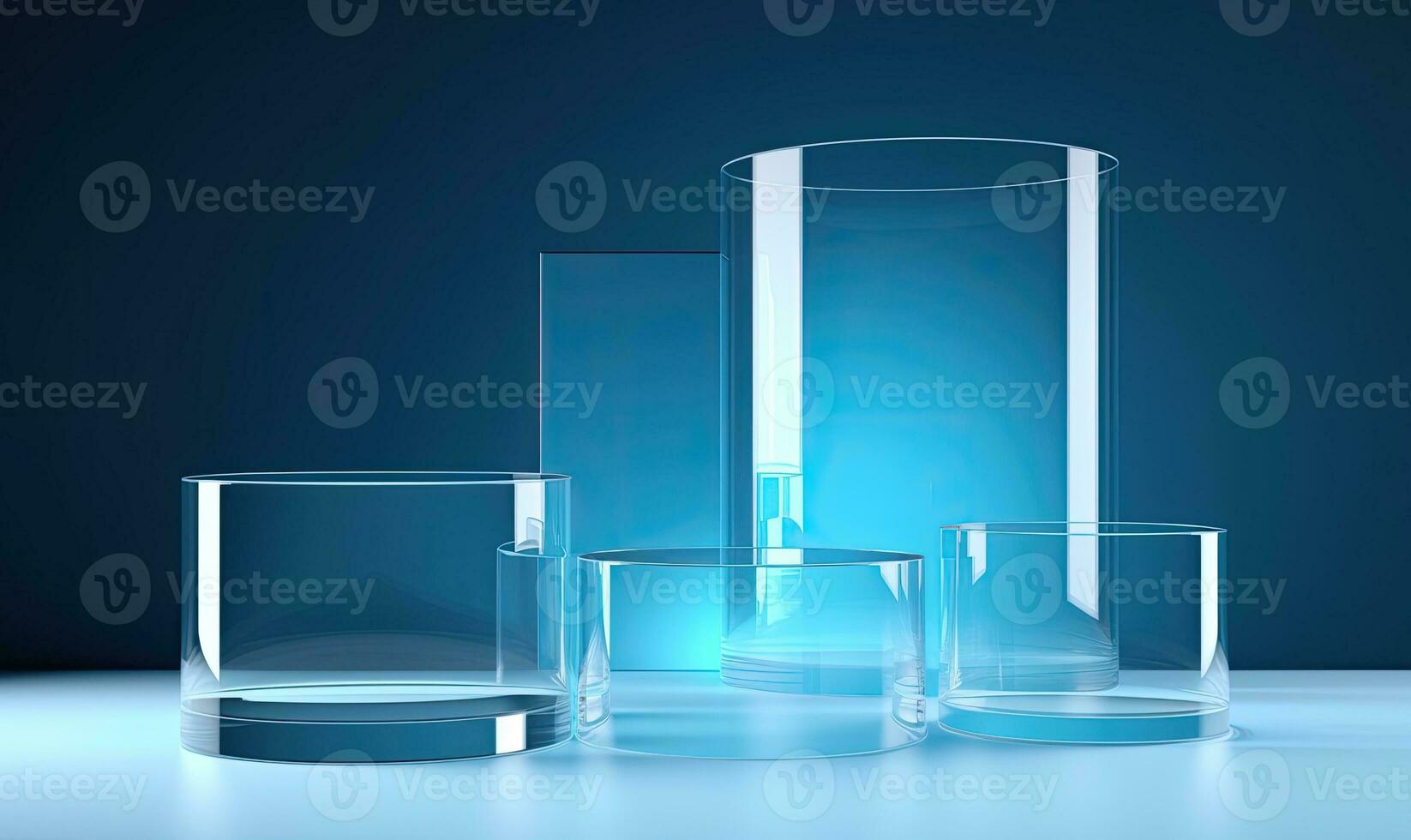 A transparent glass cylinders podium adds sophistication to any space Creating using generative AI tools photo