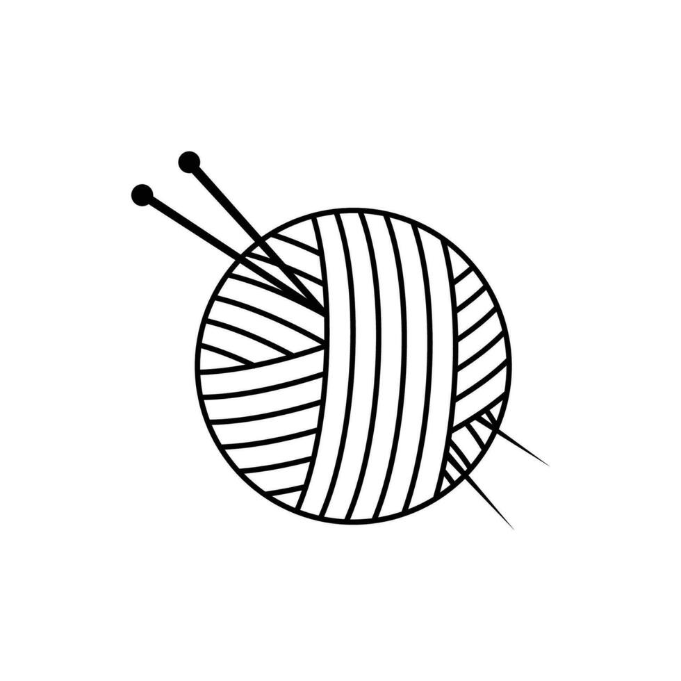 knitting sign and symbol. wool thread and needle vector illustration.