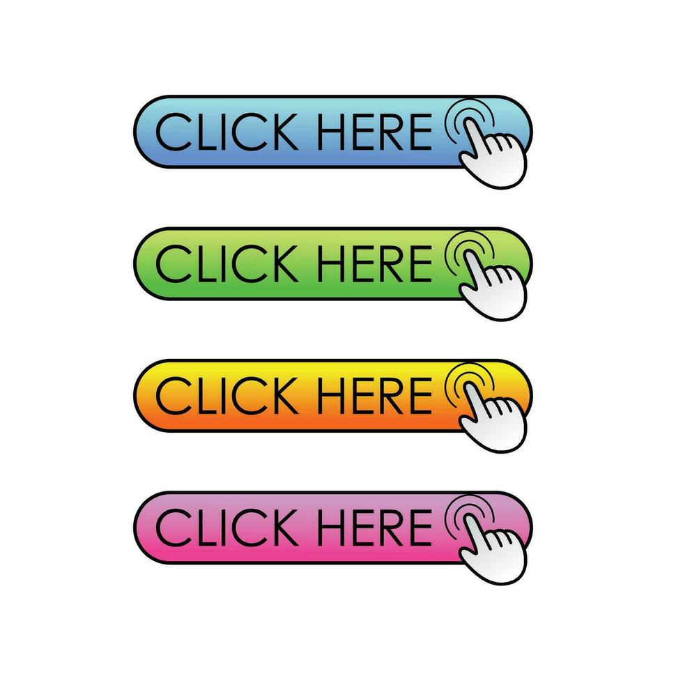 click here button design. cursor sign and symbol. vector