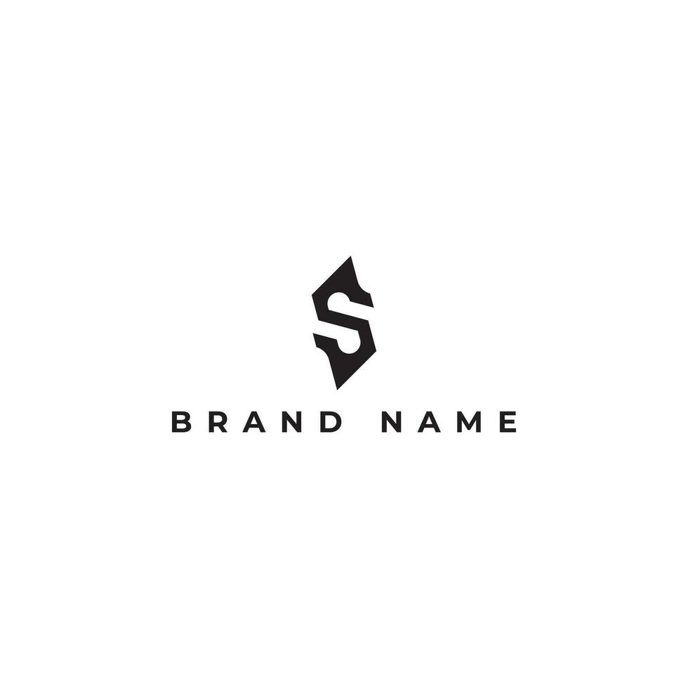Abstract hexagon initial letter S or SS Logo design Vector illustration in black color isolated on a white background. Abstract letter S logo applied for Business and Consulting Company logo design