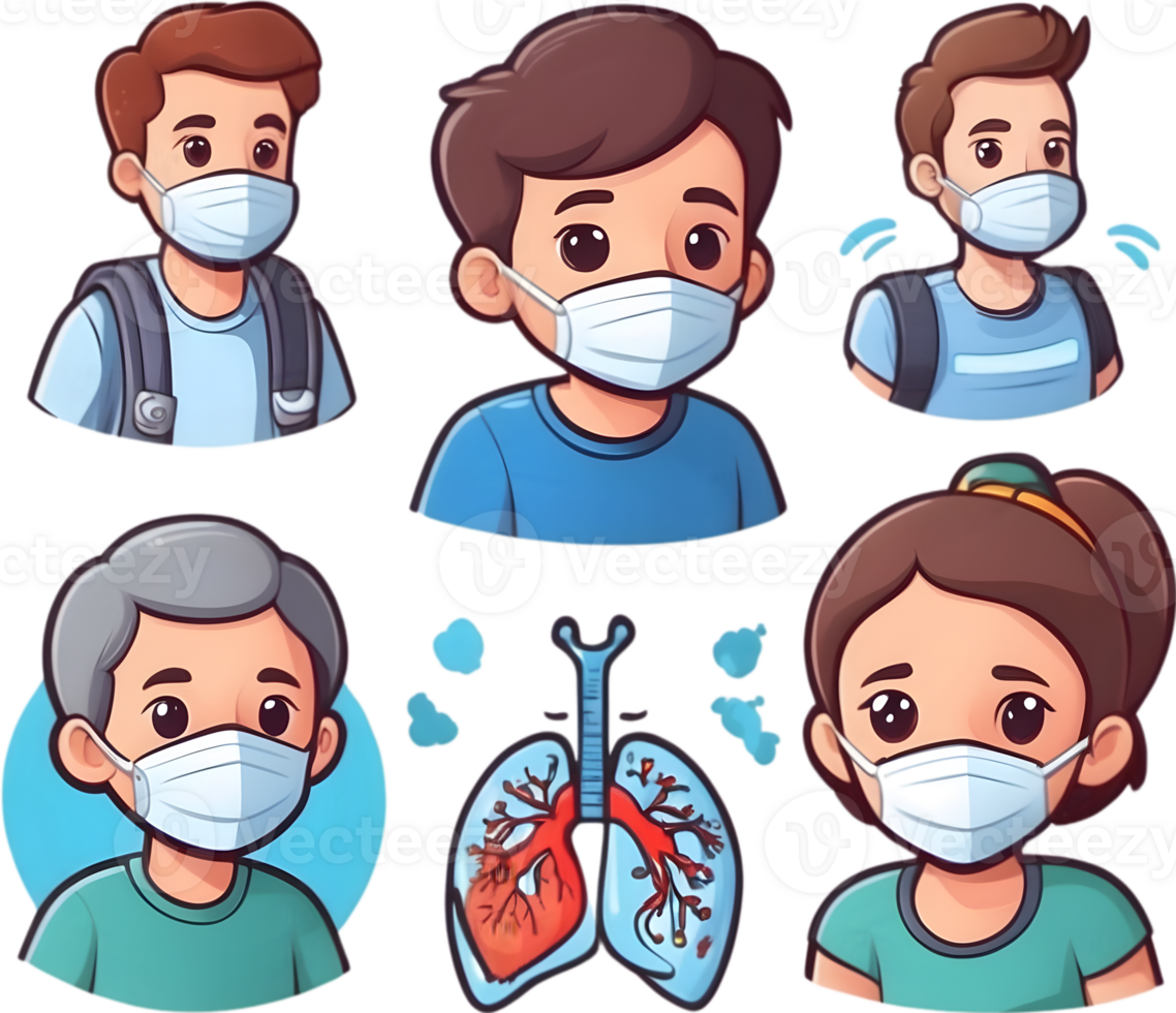 cartoon people wearing masks and face masks ai generative png