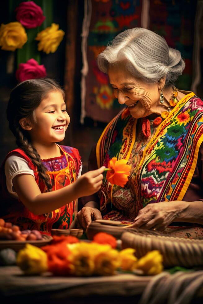 Hispanic Heritage Festivity with a Close-Knit Family - AI generated photo