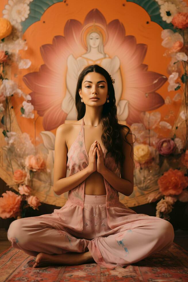 abrazo cuidados personales con yoga y meditación - ai generado foto