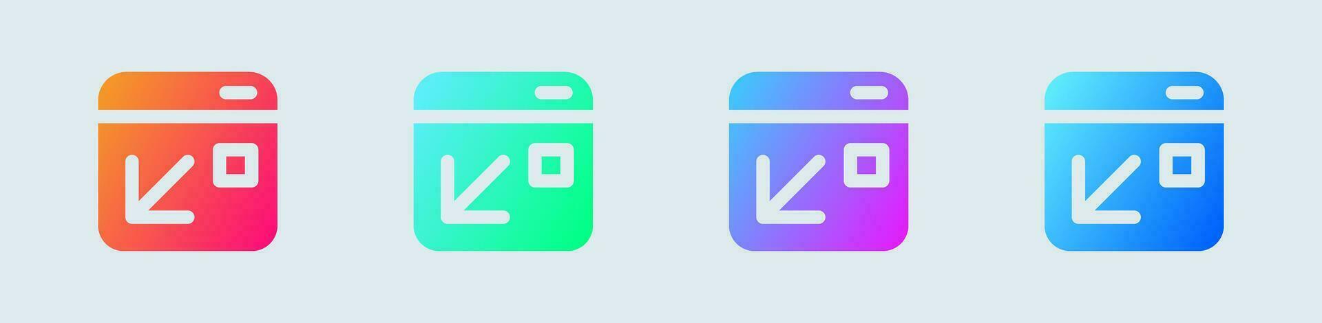 Minimize solid icon in gradient colors. Screen size signs vector illustration.