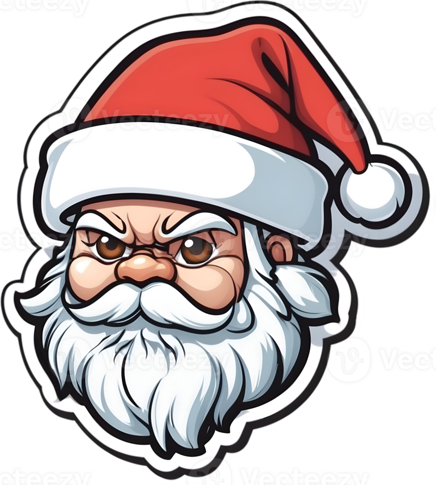 santa claus face with beard and mustache on , ai generative png